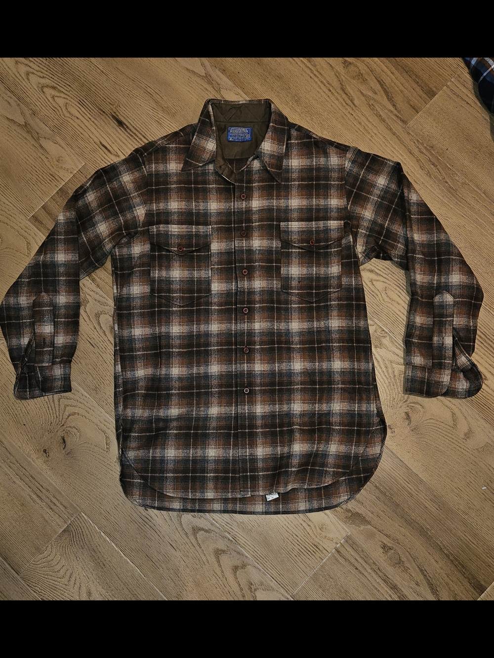 Pendleton Brown and Blue Plaid Wool Jacket Liner